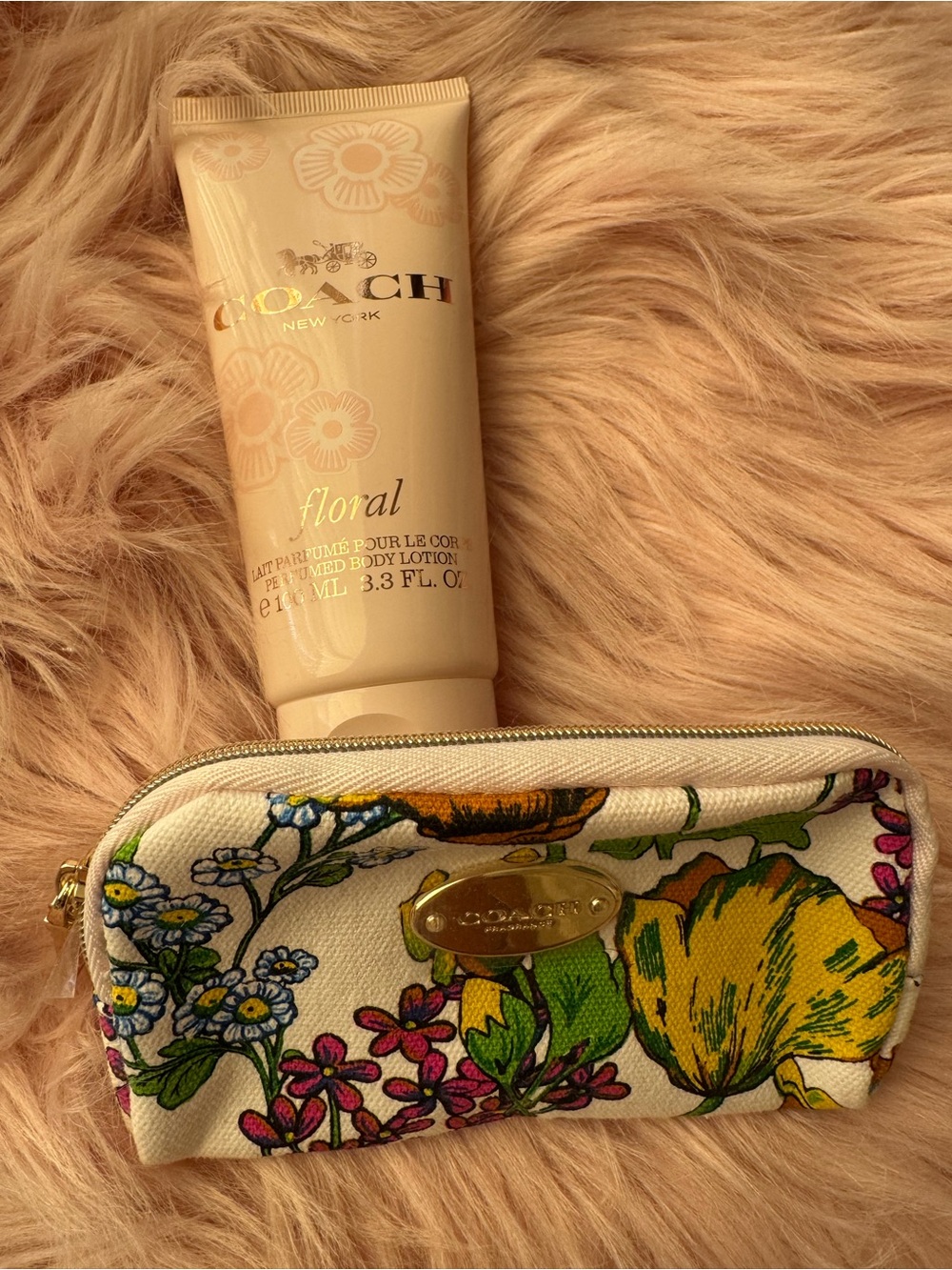 Coach Floral Body Lotion with Multicolor Floral Canvas pouch